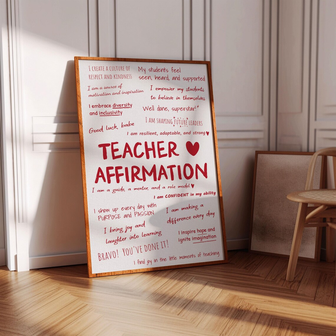 Teachers Affirmation Wall Art, Classroom Motivational Poster