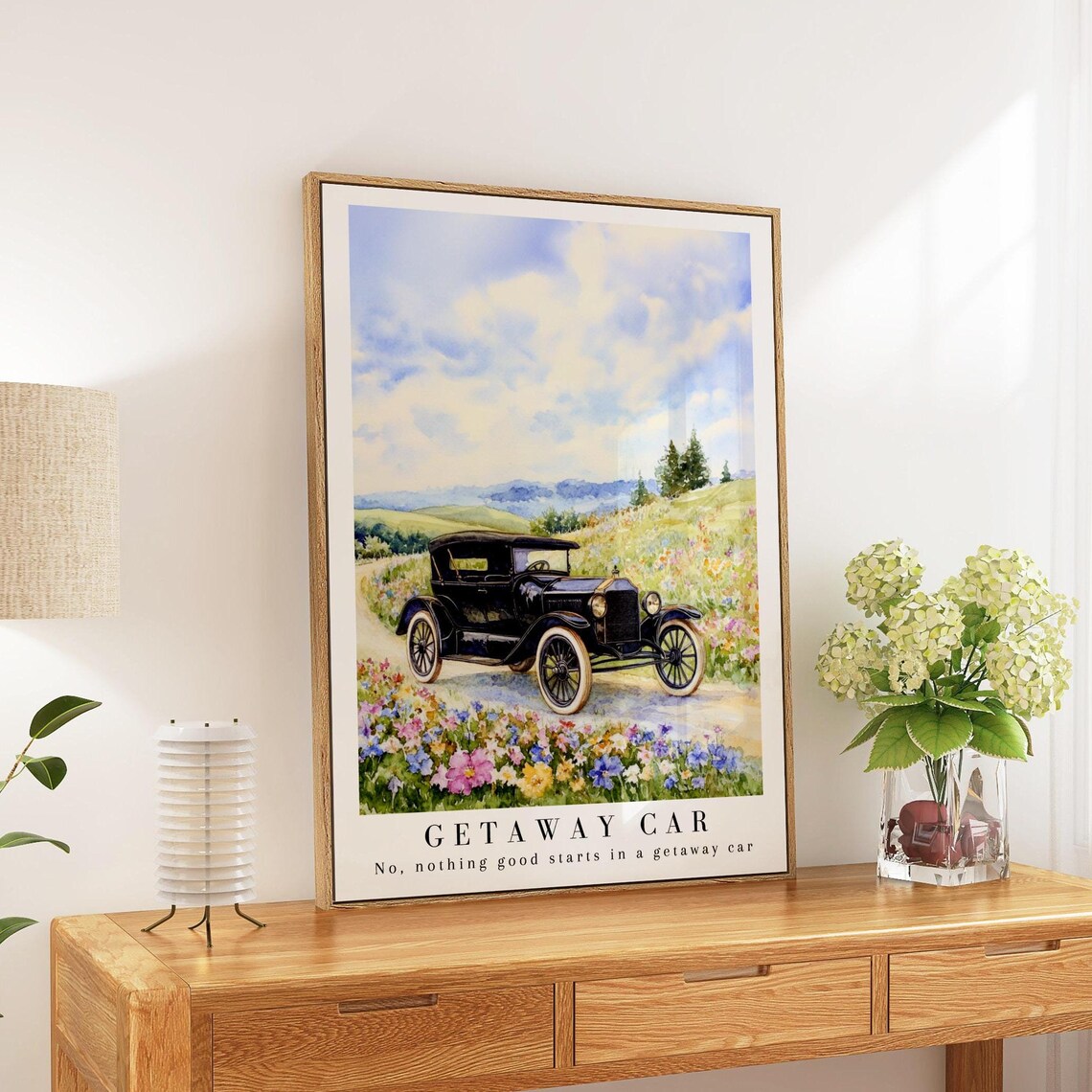 Getaway Car Reputation Album Vintage Car Poster Print