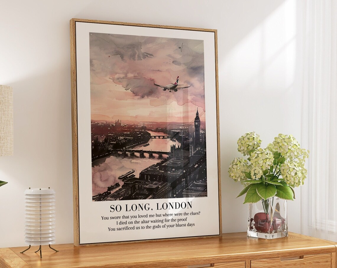 Taylor Swift So Long London Big Ben Lyric Skyline Watercolor Poster