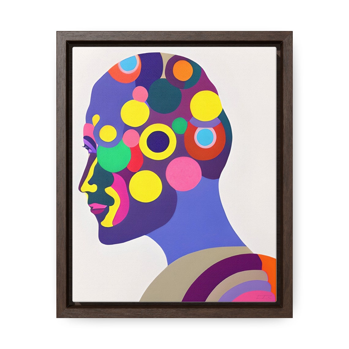 Colorful Circles Profile Head Modern Abstract Portrait Art Print - Image 3