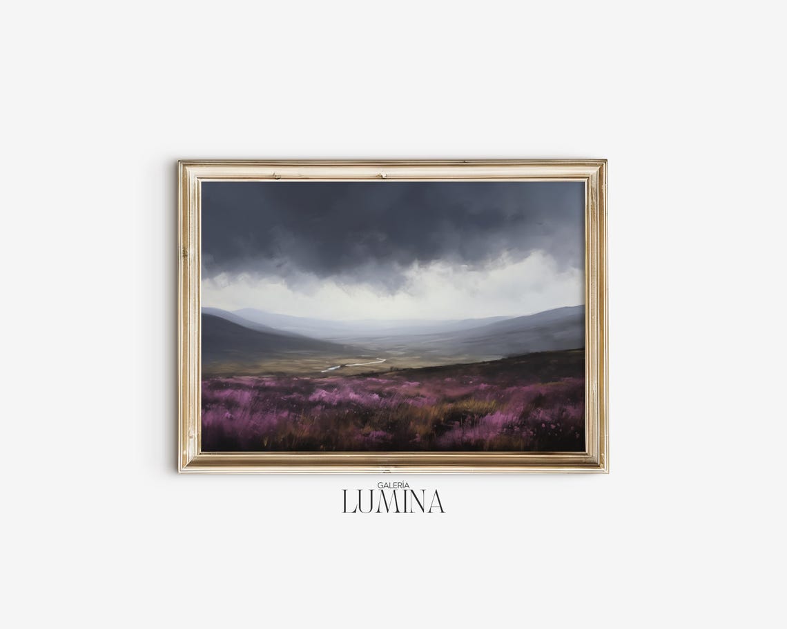 Scottish Highland Moors Gouache Painting Moody Moorland Landscape Painting Heathland Scenery Wall Art Art Frame Tv Art 619 - Image 2