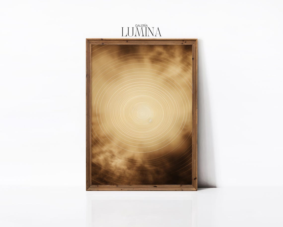 Golden Concentric Circles Radiant Abstract Light Glow Art Poster - Image 2