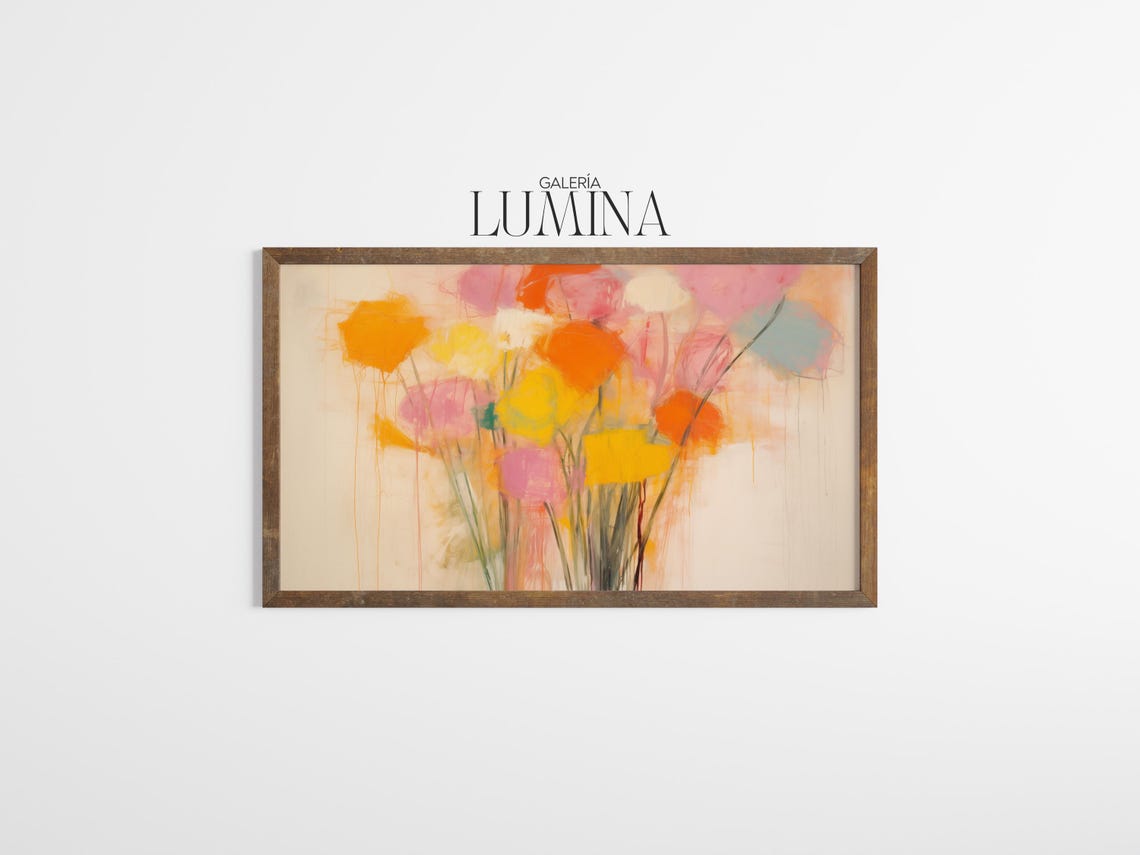 Abstract Colorful Flower Bouquet With Loose Brushwork On Cream Poster - Image 3