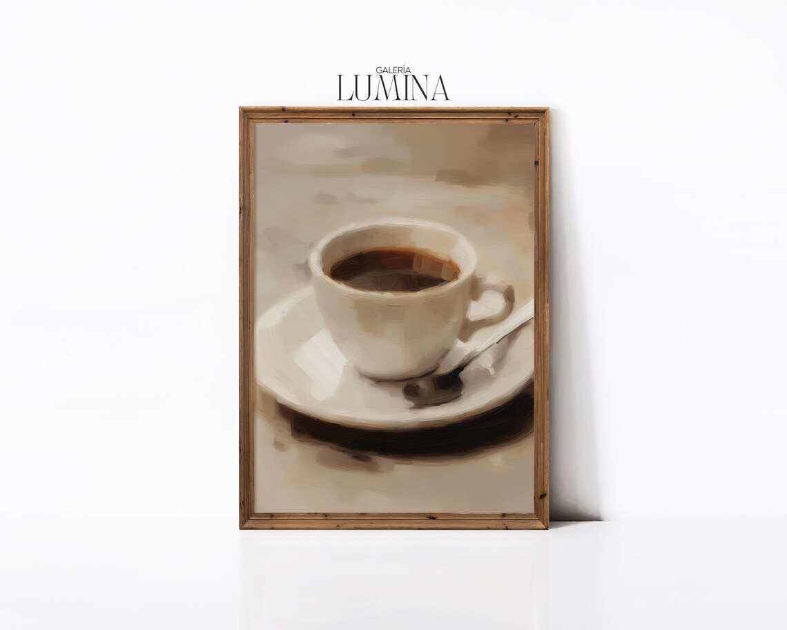 Cup Of Coffee Impressionist Oil Painting Kitchen Shelf Print Coffee Cup Oil Painting Cafe Wall Art Art Frame Tv Art 404 - Image 3