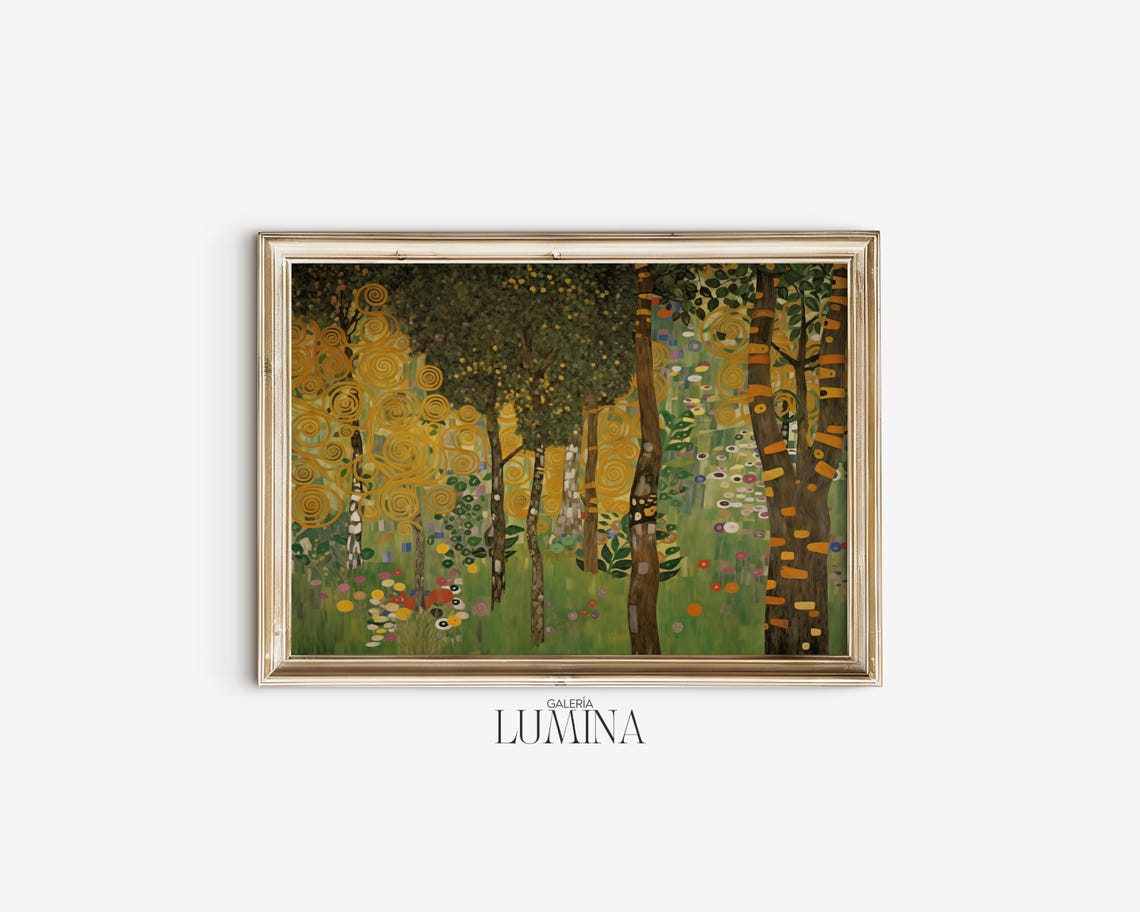 Art Nouveau Landscape Painting Exquisite Landscape Art Expressionist Nature Print Unique Forest Print Art Frame Tv Art 625 - Image 2