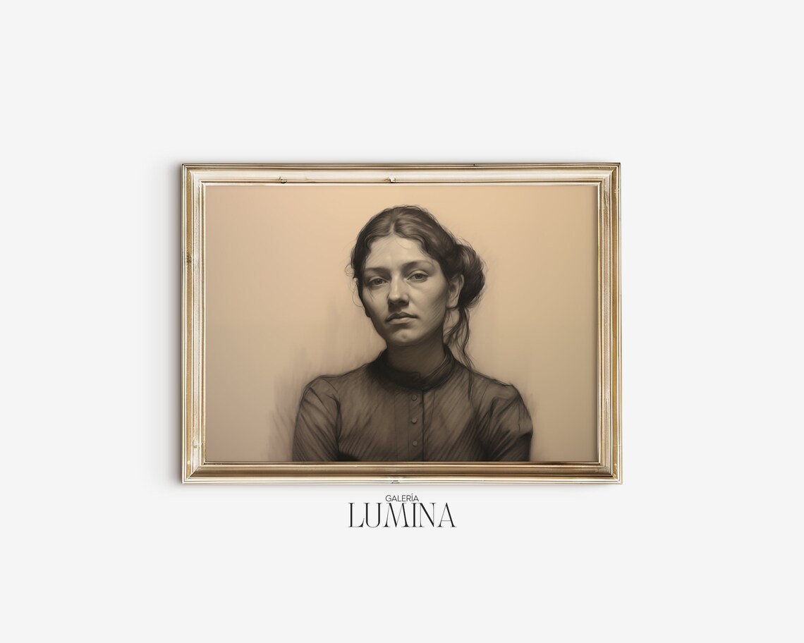 Elegant Classical Woman Pencil Portrait Hand Drawn Female Sketch Poster - Image 2