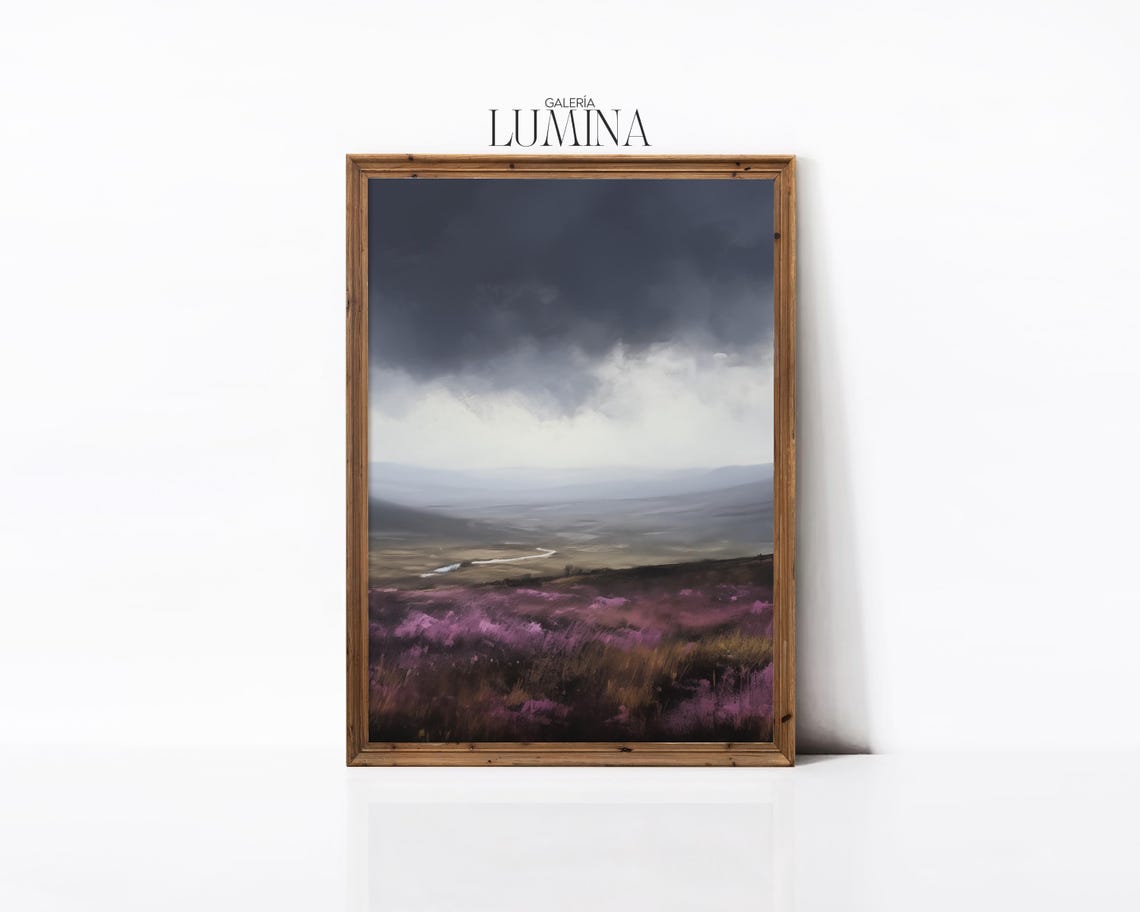Scottish Highland Moors Gouache Painting Moody Moorland Landscape Painting Heathland Scenery Wall Art Art Frame Tv Art 619 - Image 3