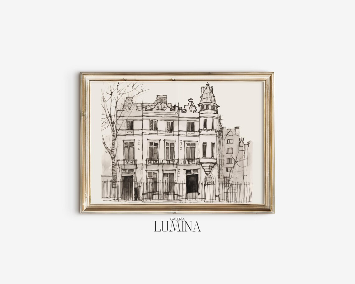 Victorian Building In London, Minimalist Sketch Print - Image 2