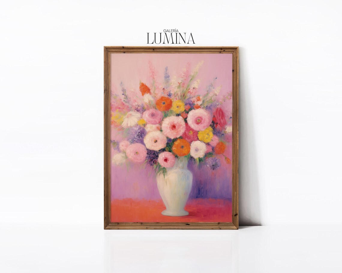 Colorful Flower Bouquet in Vase, Impressionist Print - Image 2