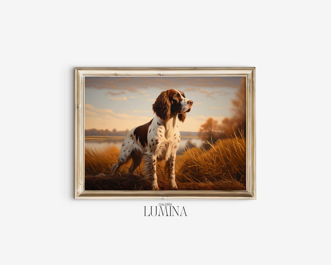 English Springer Spaniel Autumn Field Realistic Dog Painting Poster - Image 2