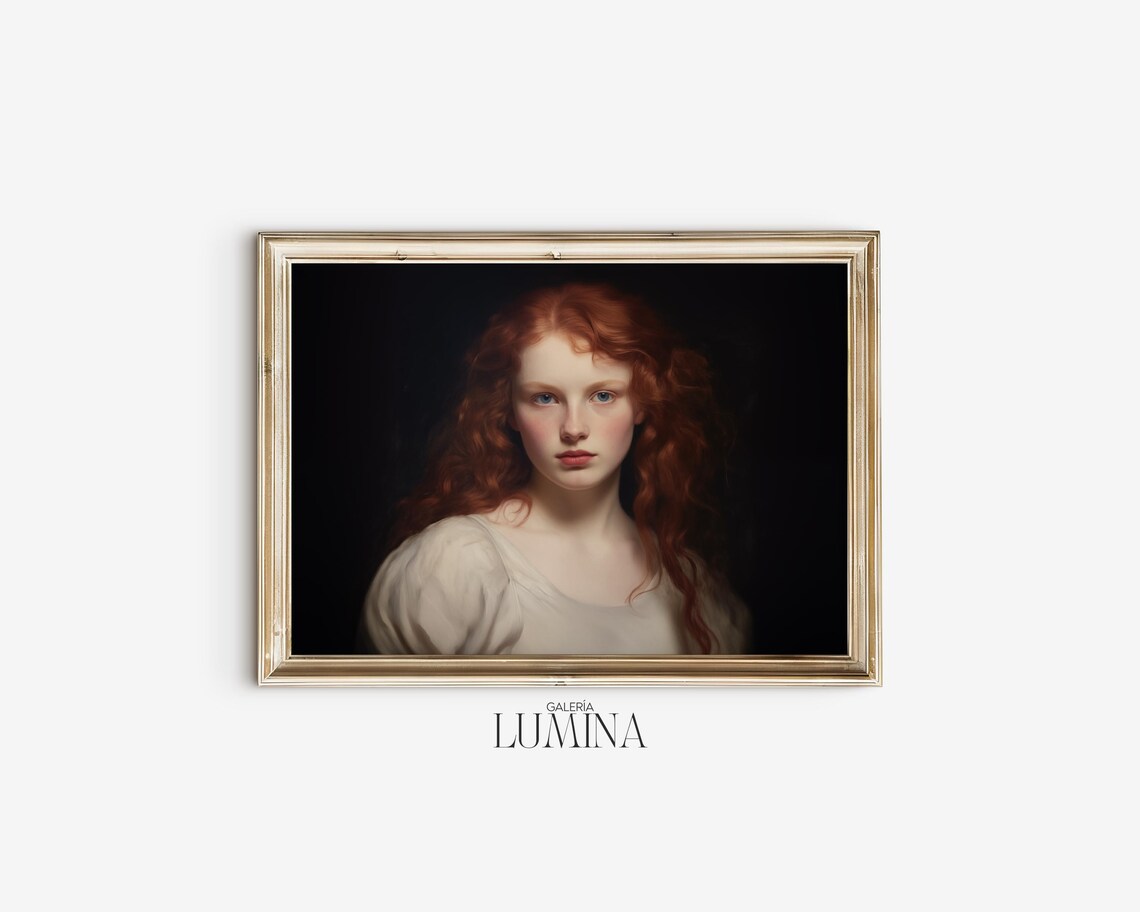 Victorian Red Haired Woman Moody Elegant Portrait Painting Poster - Image 2