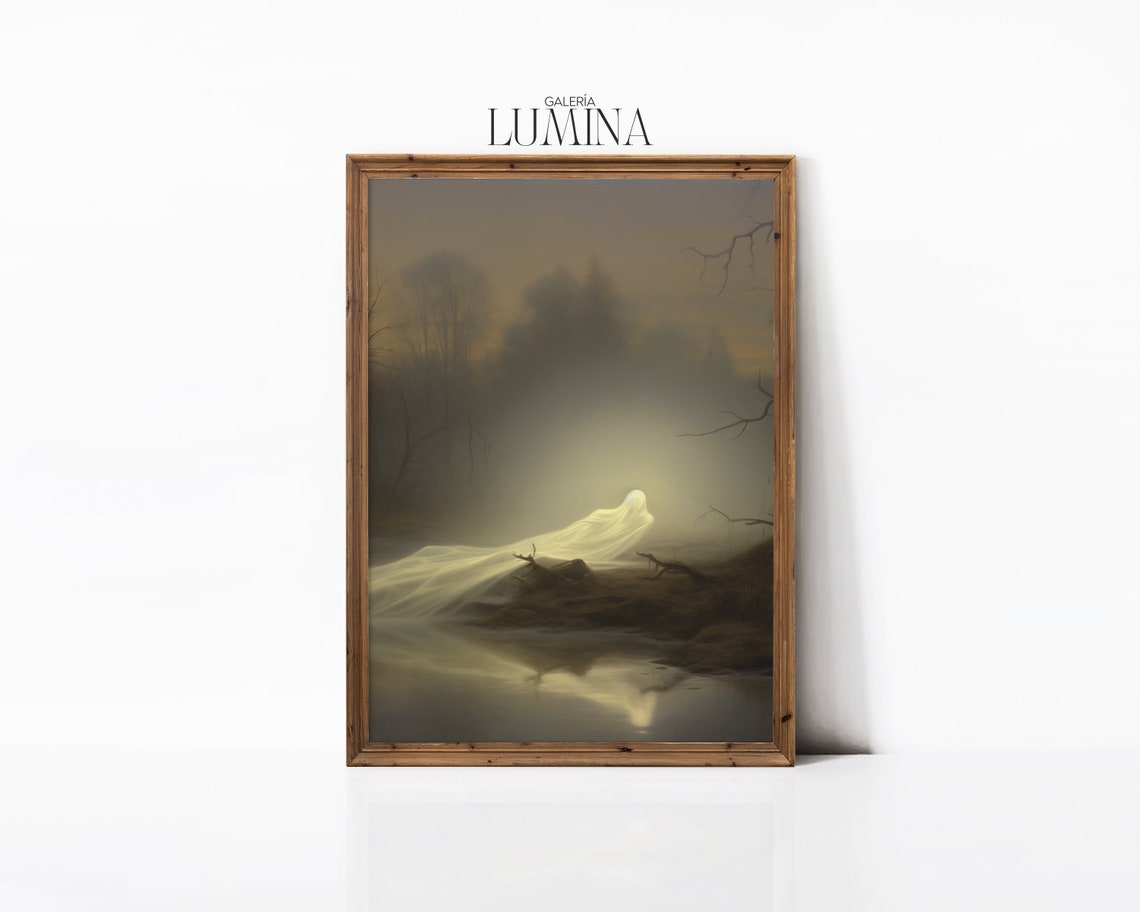 Fairy In Dark Forest Original Oil Painting Antique Landscape Painting Fantasy Gothic Fairycore Print Art Frame Tv Art 281 - Image 3