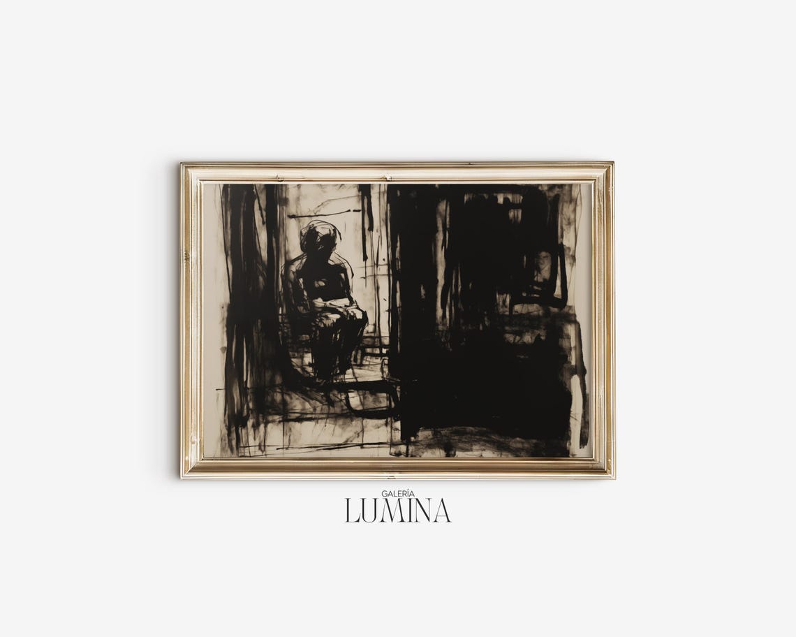 Emotional Depth In Abstract Ink Drawing Expressive Ink Drawing Contemporary Moody Abstract Wall Art Art Frame Tv Art 382 - Image 2
