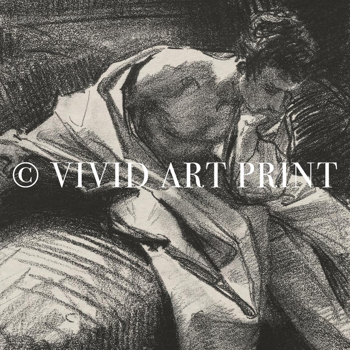 Vintage Figurative Sketch, Monochrome Home Decor - Image 4