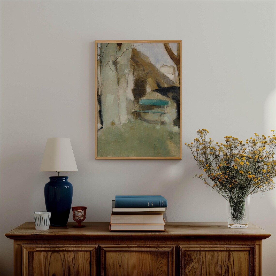 Vintage Abstract Landscape, Muted Modern Decor - Image 3
