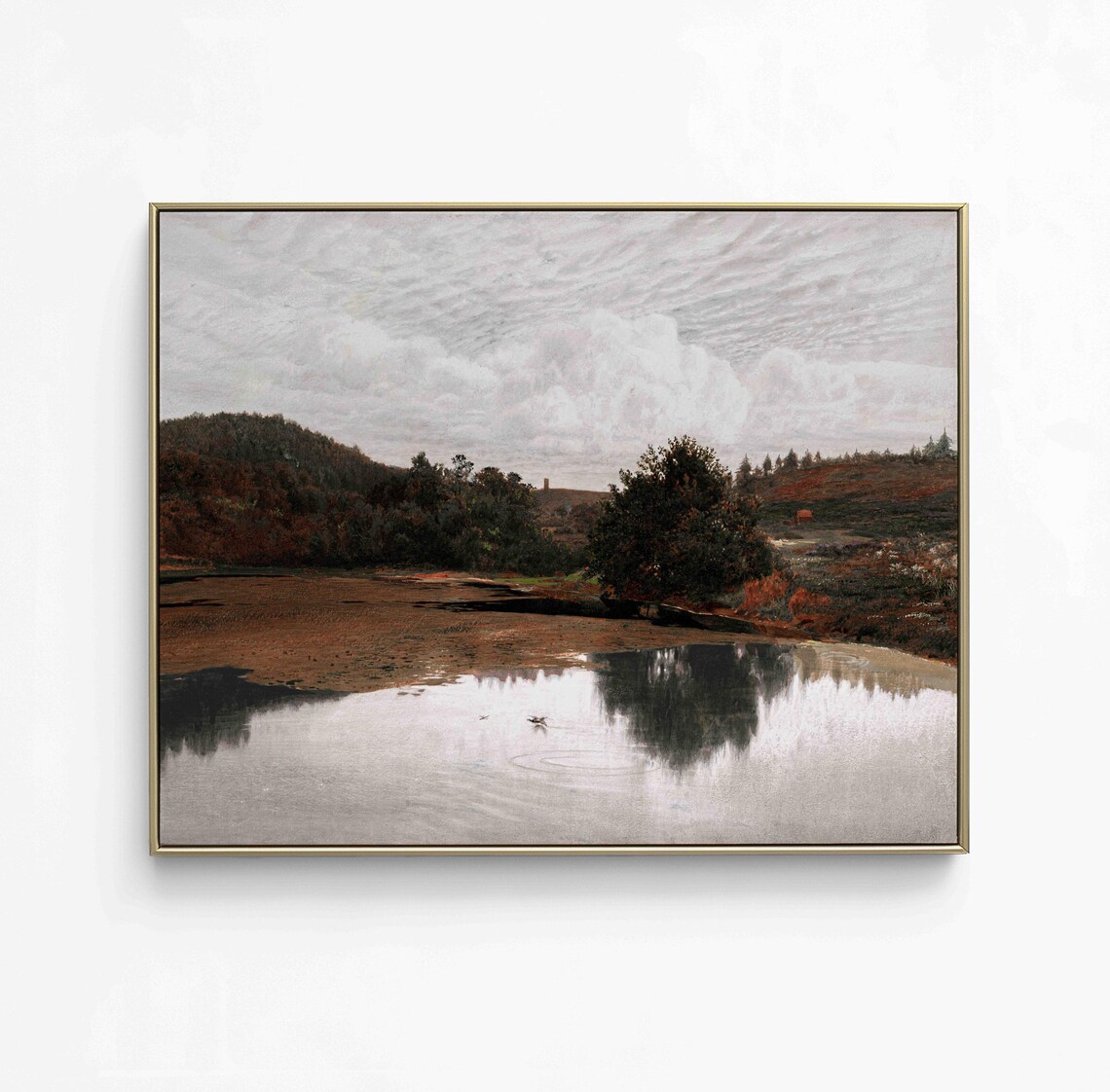 Rustic Autumn Lake Landscape, Vintage Nature Print - Image 2