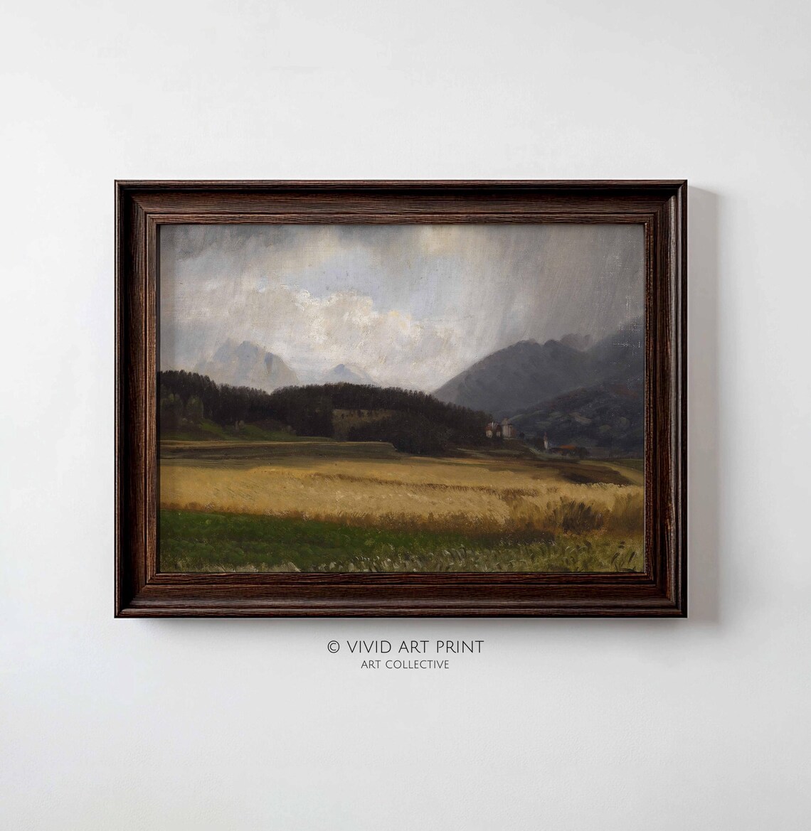 Rustic Farmland Vintage Landscape Art Print
