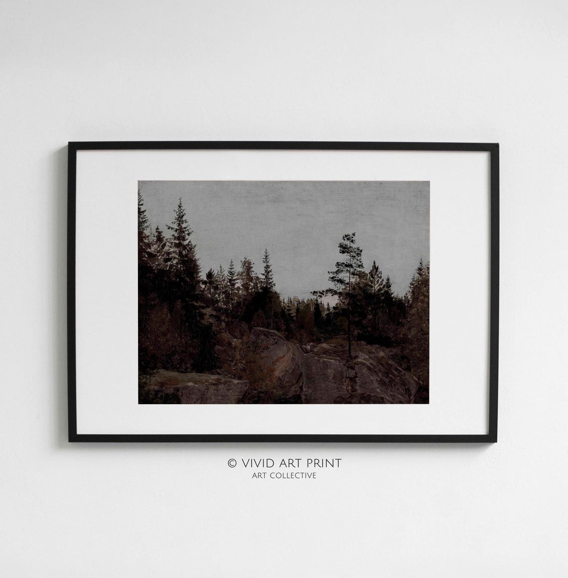 Rustic Forest Landscape Painting Wall Art Vintage Muted Home Decor Vivid Art Print An 370 - Image 2