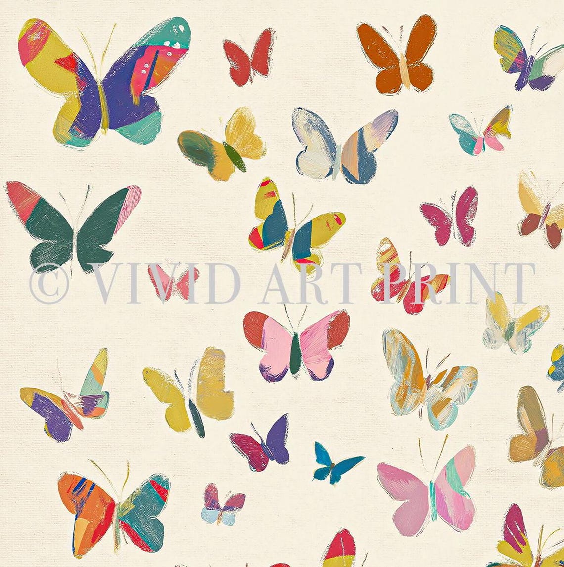 Abstract Butterfly Illustration Wall Art Vintage Cottage Core Nursery Home Decor Vivid Art Print Ia 613 - Image 4