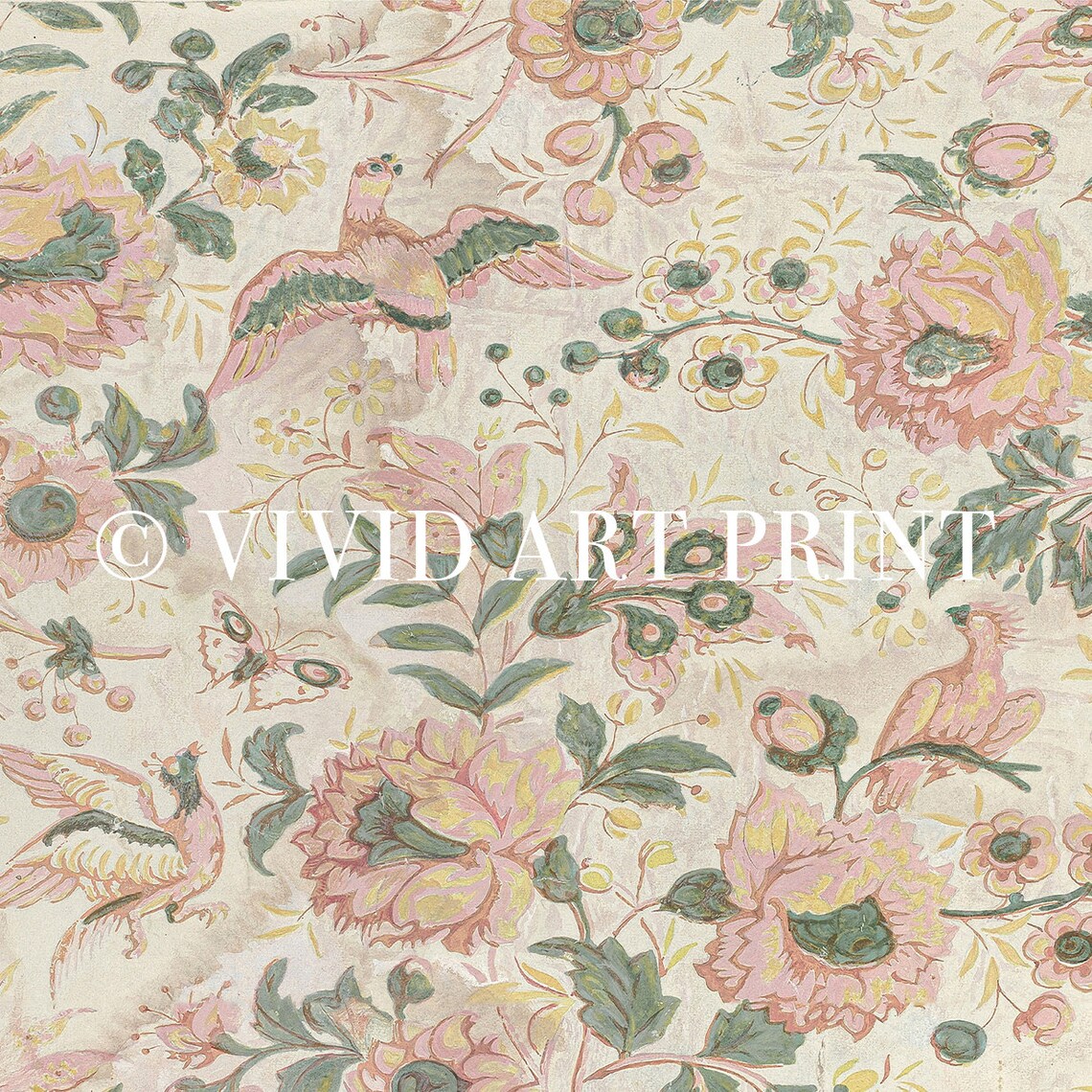 Botanical Vintage Pattern, Roses And Birds - Image 4