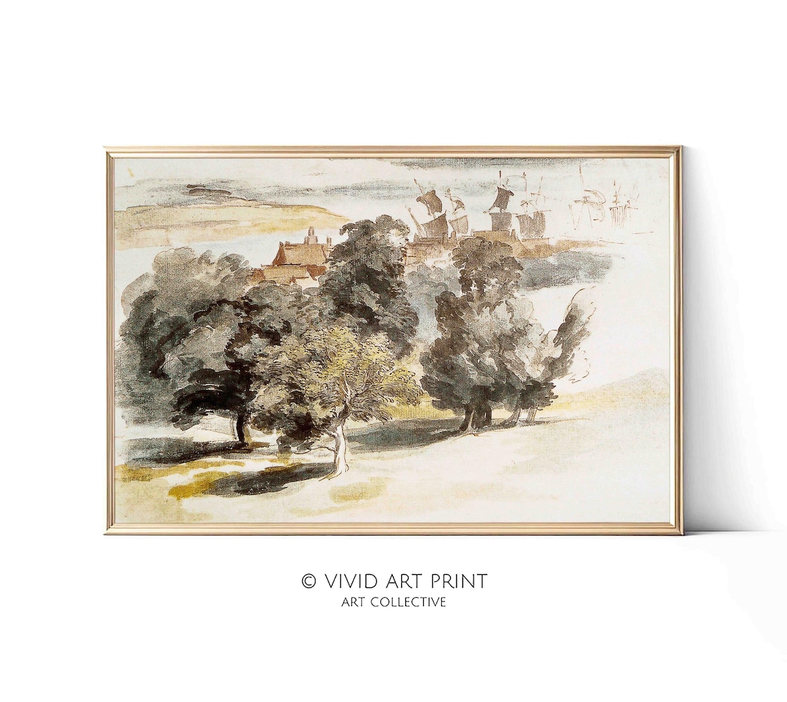 Vintage English Landscape Antique Home Decor Print