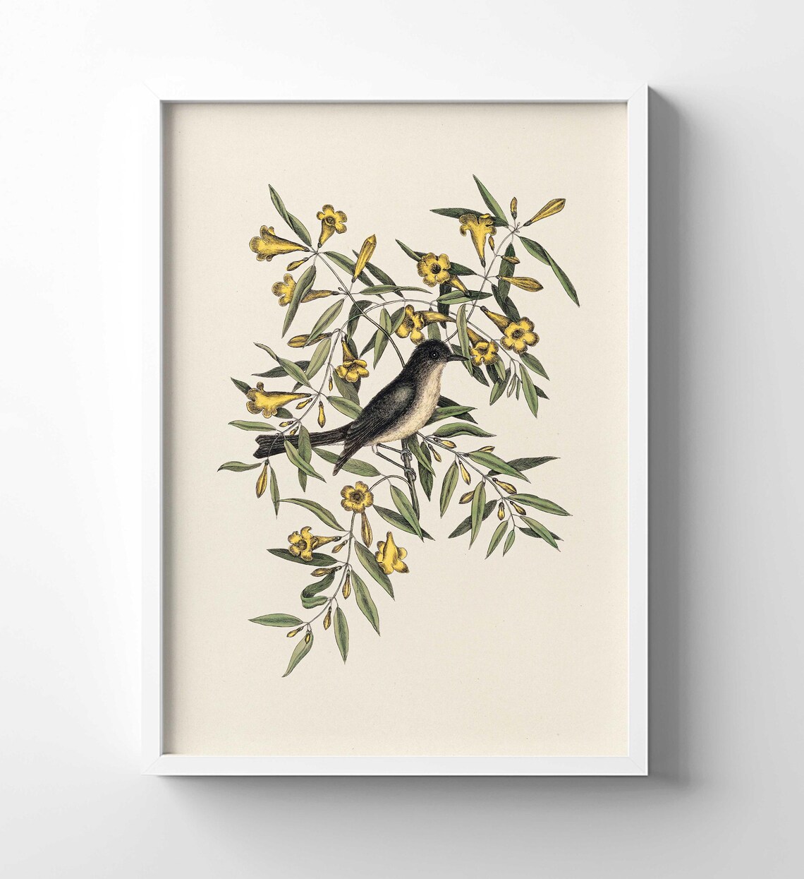 Vintage Island Bird And Flowers Art Print - Image 2