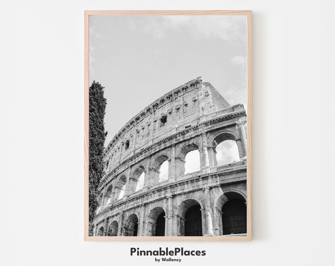 Rome Colosseum Black and White Architecture Photography Wall Poster