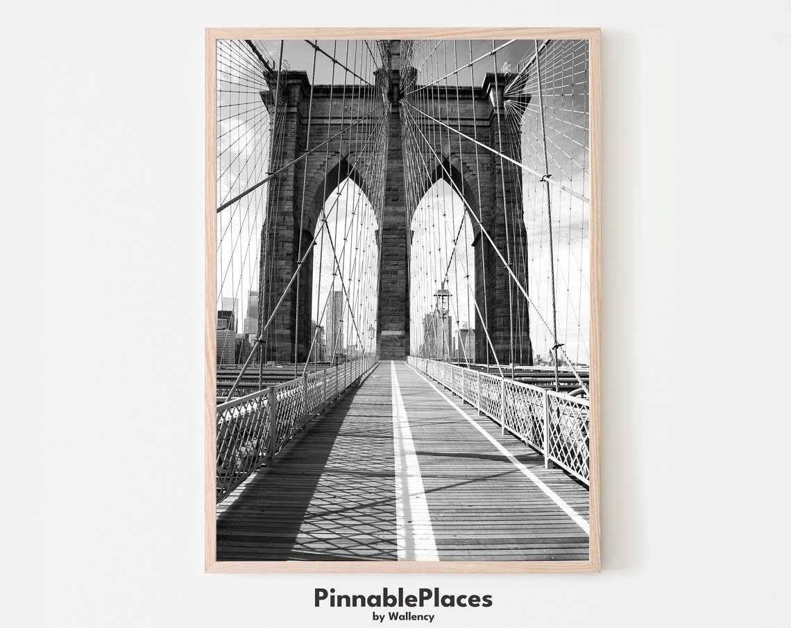 Brooklyn Bridge Black and White New York City Photography Wall Poster