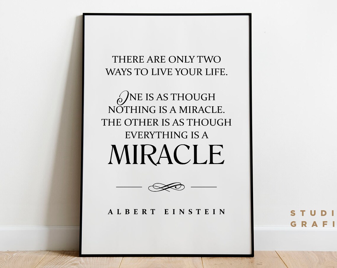 Albert Einstein Quote Print Everything Is A Miracle Minimalist Typographic Print Motivational Inspiring Quote Unframed Poster