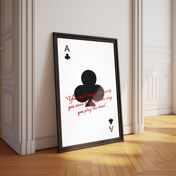 Trendy Ace Of Hearts Print Instant Poster Playing Card Wallart Black And White Decor Retro Bar Cart Art Preppy