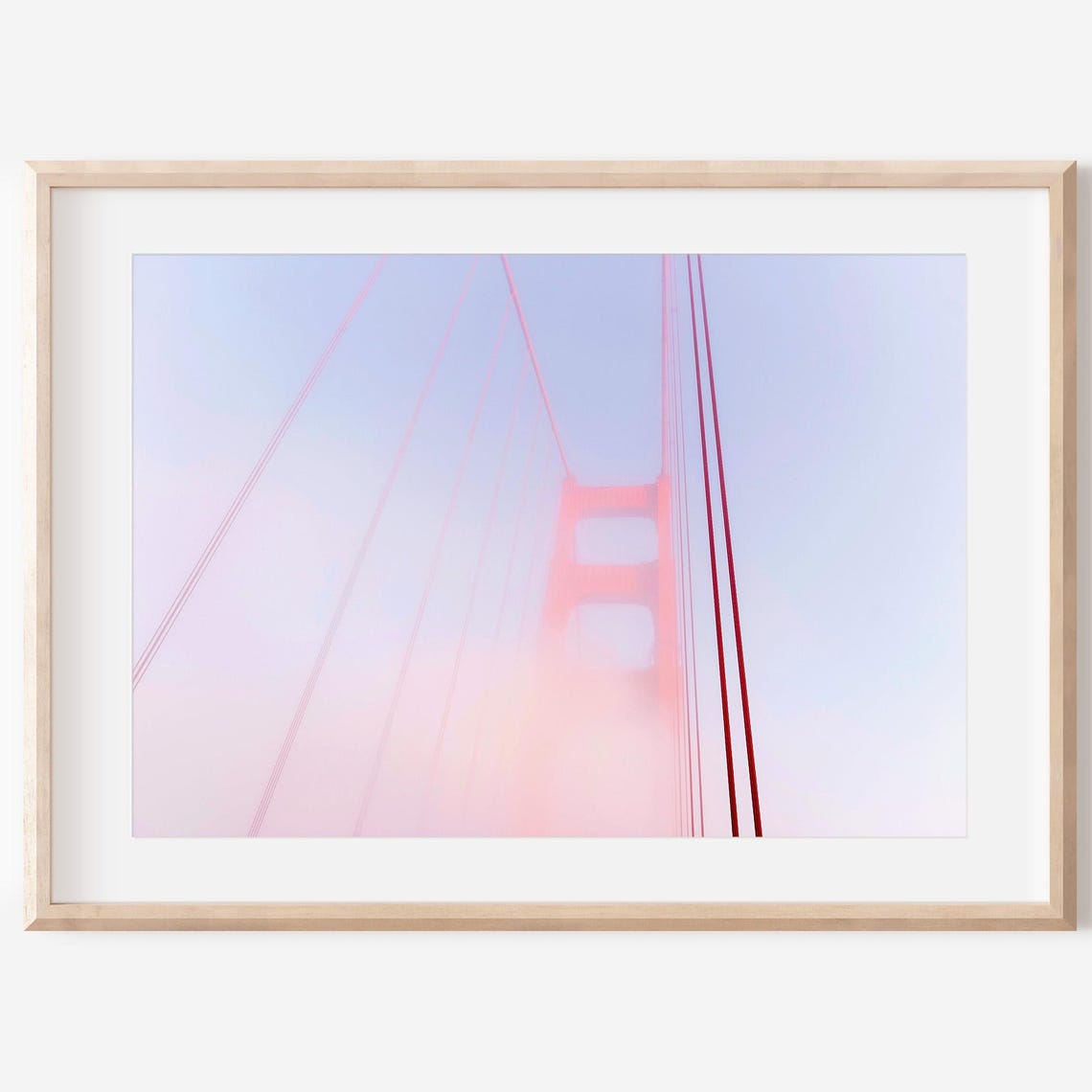 Golden Gate Bridge Cables Vanishing Into Pastel Fog Photo Poster