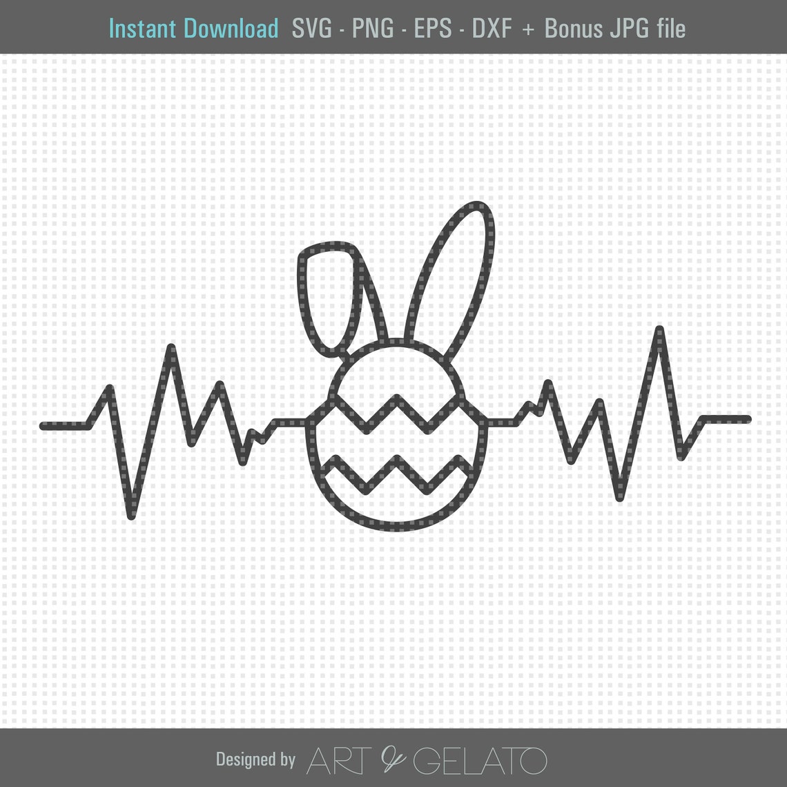Easter Bunny EKG Heartbeat Egg Medical Line Digital Design Poster