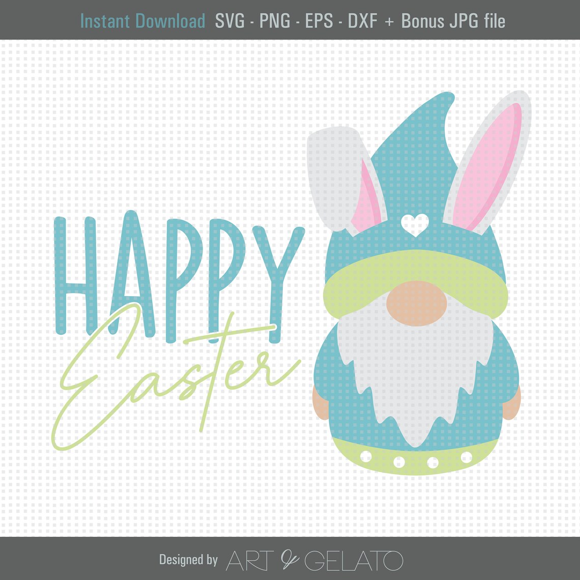 Happy Easter Gnome Bunny Ears Holiday Poster Print