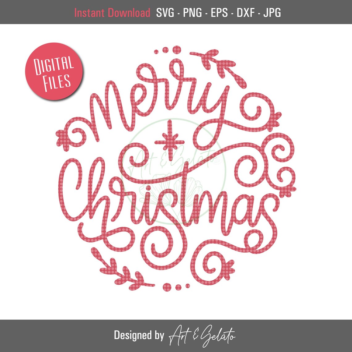 Merry Christmas Ornament Circle Sign Art Print