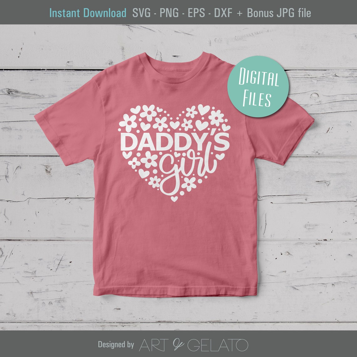 Daddys Girl Svg Fathers Day Svg Daddy And Daughter Svg Baby Girl Svg Daddys Little Girl Svg Girl Shirt Svg Floral Heart Svg Dad - Image 3