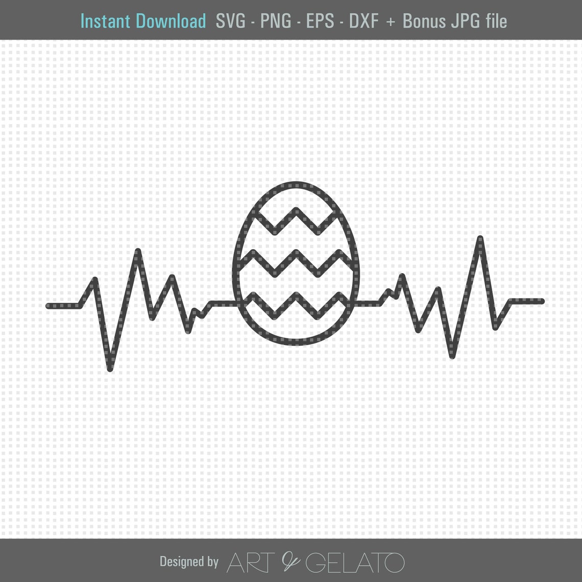 Easter Egg EKG Heartbeat Nurse Medical Line Digital Design Poster