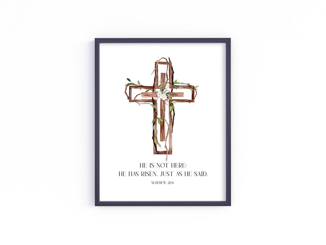 He Is Not Here He Has Risen Vine Cross Matthew 28 6 Easter Poster - Image 5