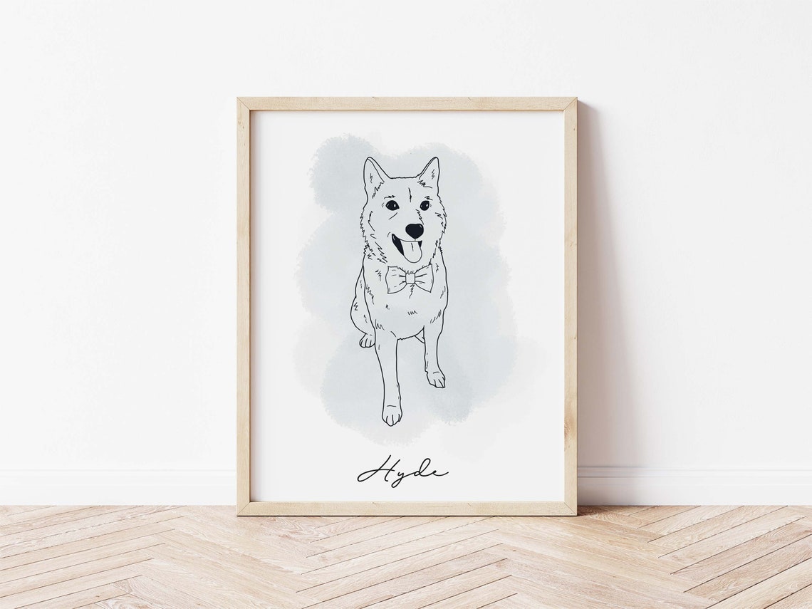 Chico and Sugar Two Dogs Line Drawing Custom Pet Portrait Poster - Image 2