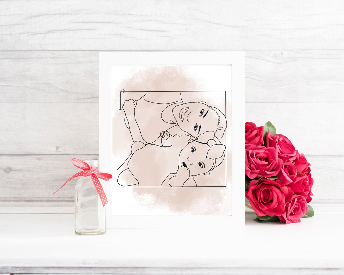 Best Friends Taking Selfie Line Art Joyful Friendship Moment Poster - Image 2