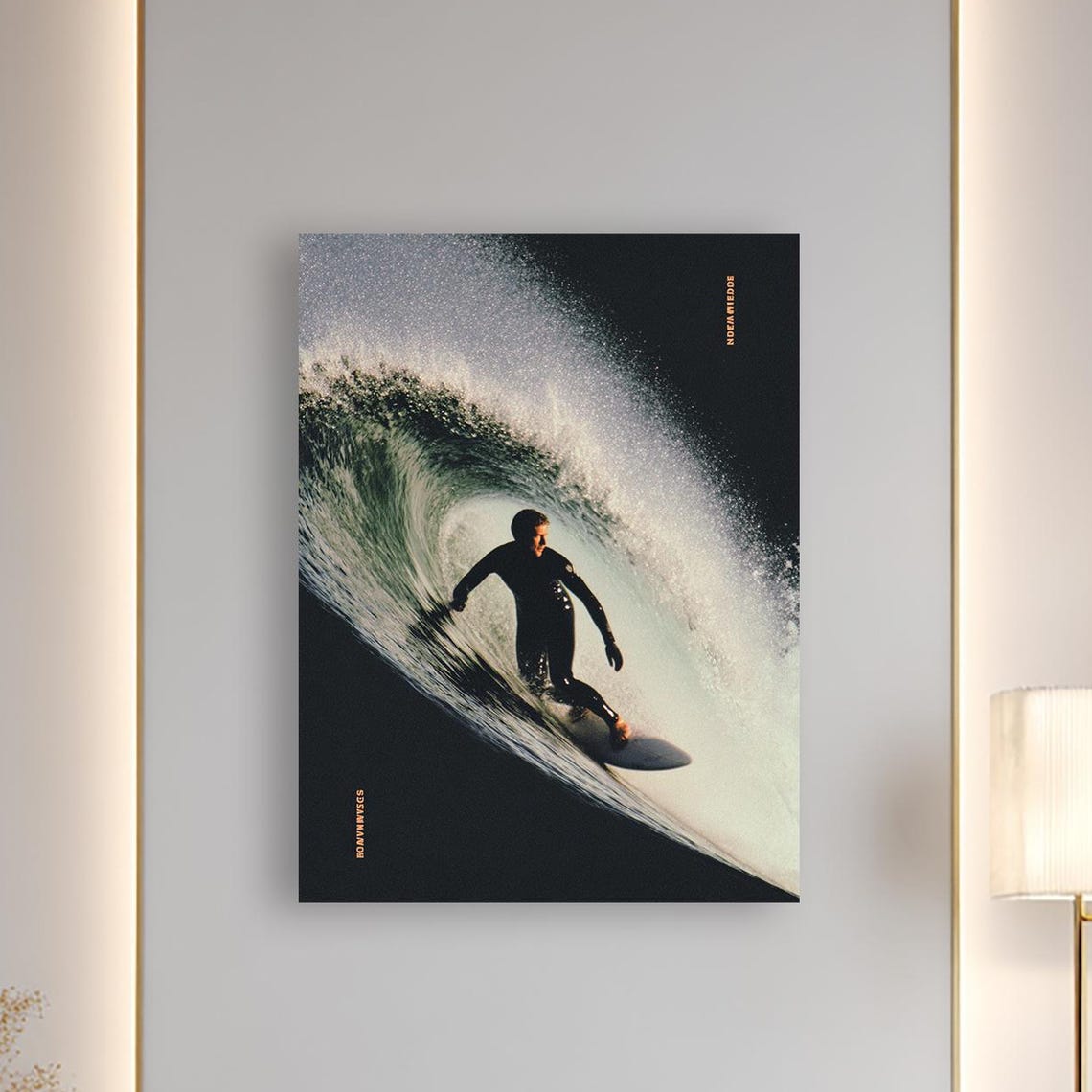 Surfer Carving Barrel Wave Golden Hour Ocean Surf Action Poster