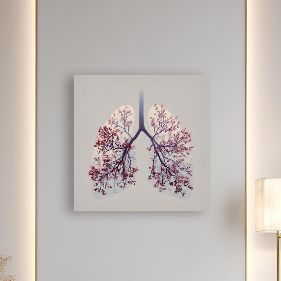 Cherry Blossom Lungs Nature And Anatomy Canvas Wall Art Botanical Medical Decor Gift