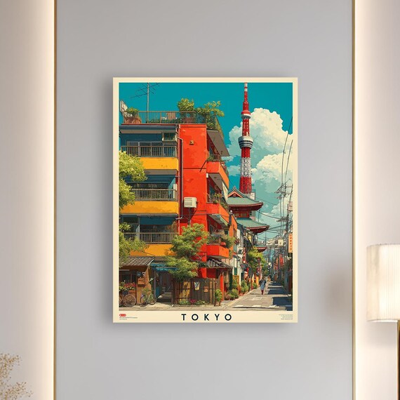 Tokyo Cityscape Canvas Modern Japanese Street Art Vibrant Urban Wall Decor