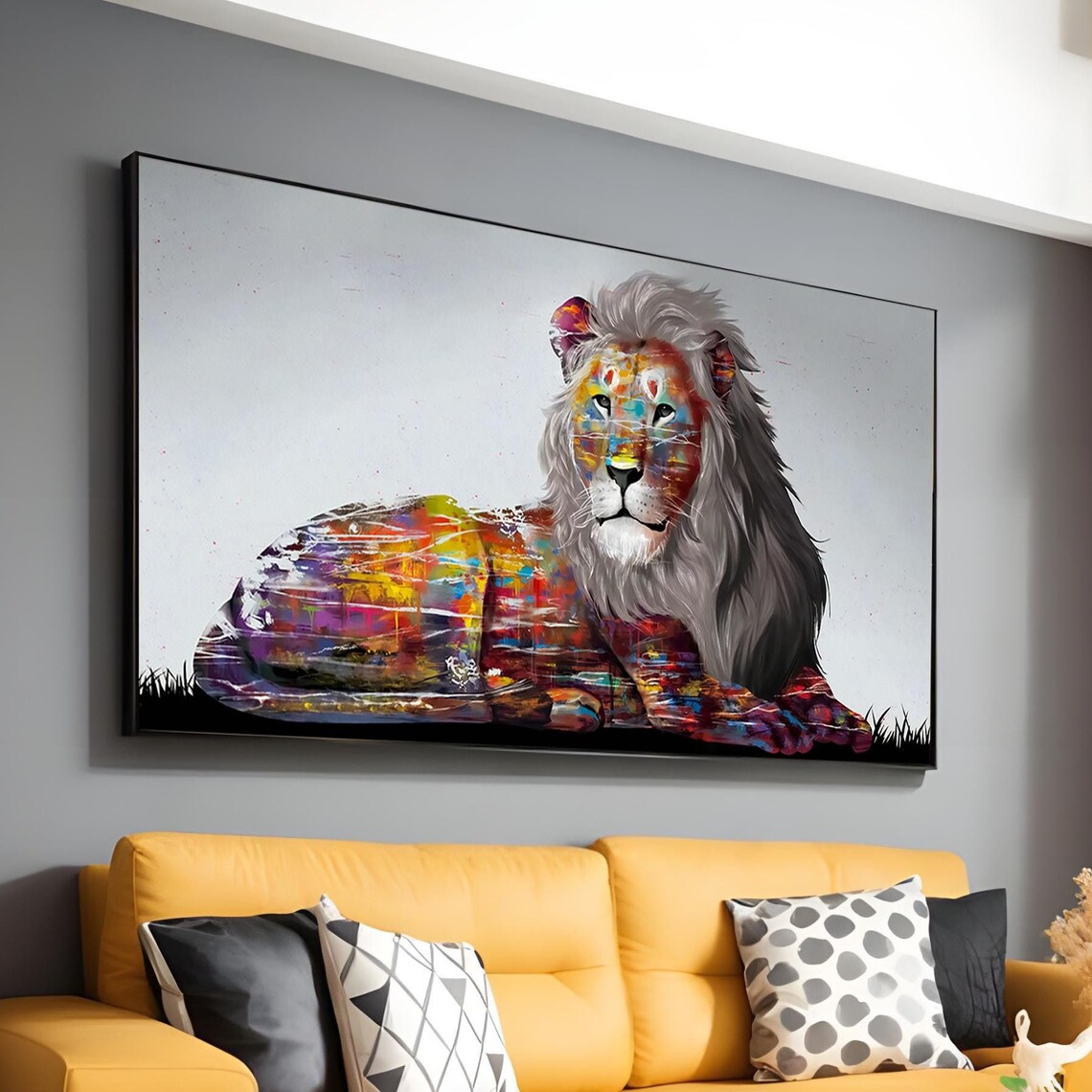 Abstract Lion Painting, Contemporary Animal Art - Image 5