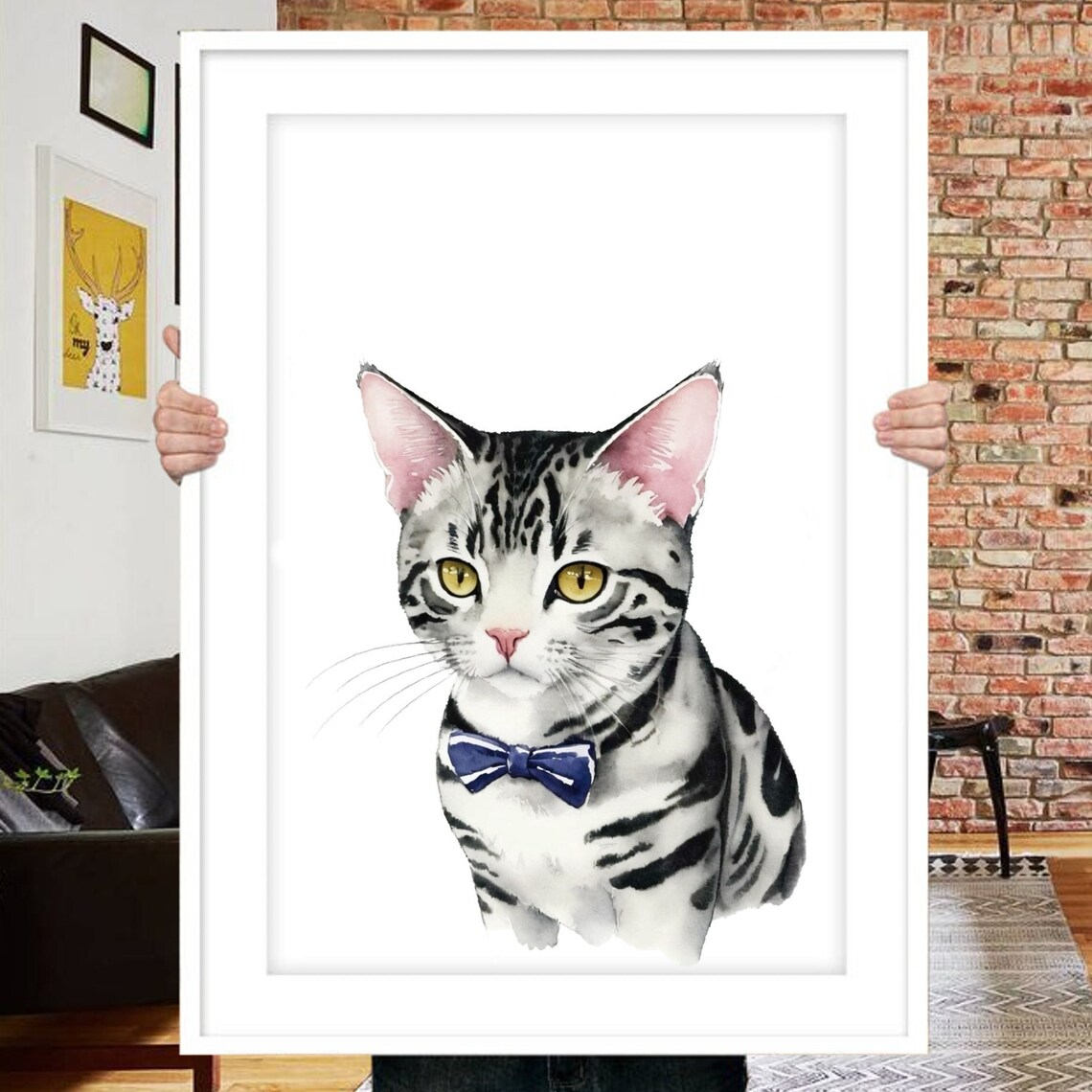 Custom Cat Portrait From Photo, Christmas Gift