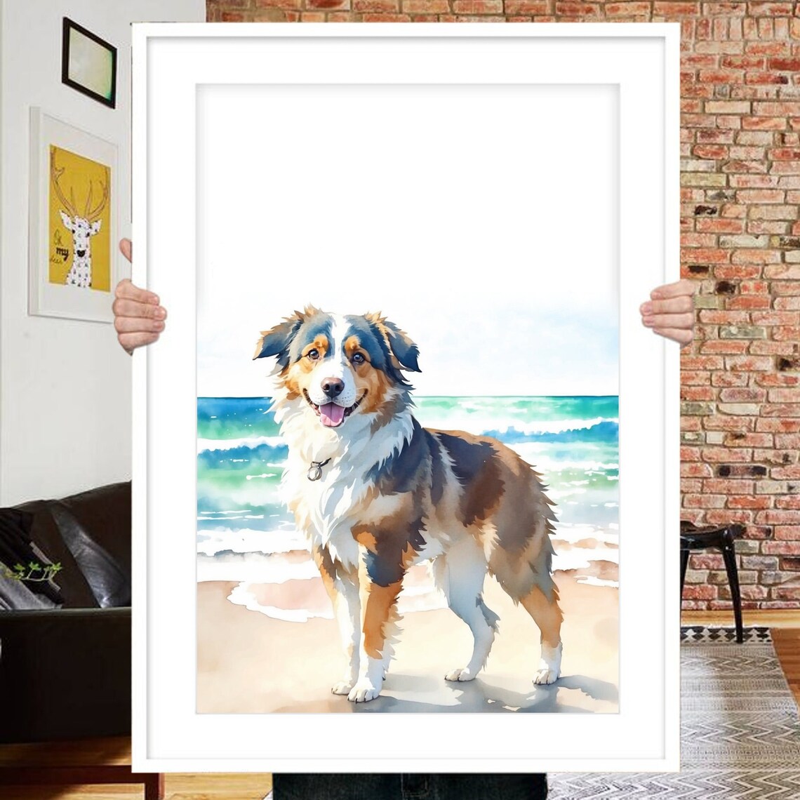 Custom Dog Painting on the Beach, Pet Portrait