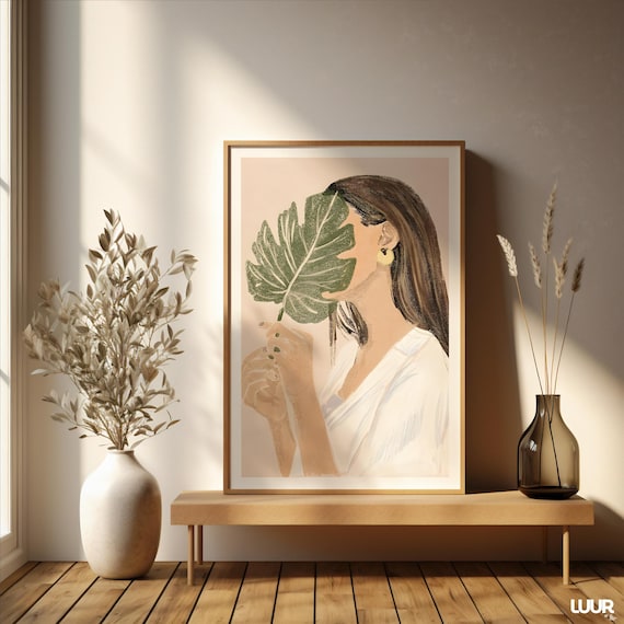 Boho Wall Art Woman Pastel Colors Poster Sage Green And Soft Pink Decor Print Instant