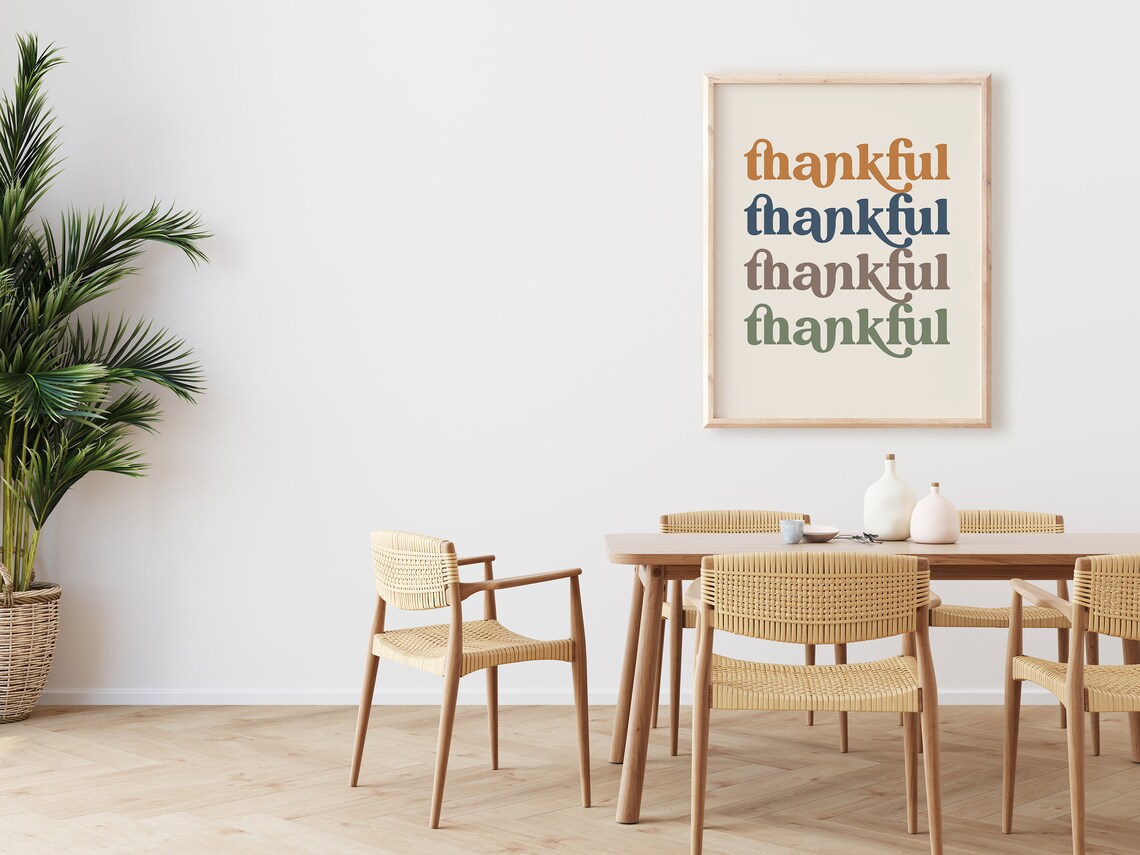 Thankful Boho Thanksgiving Art Print, Orange And Teal - Image 3