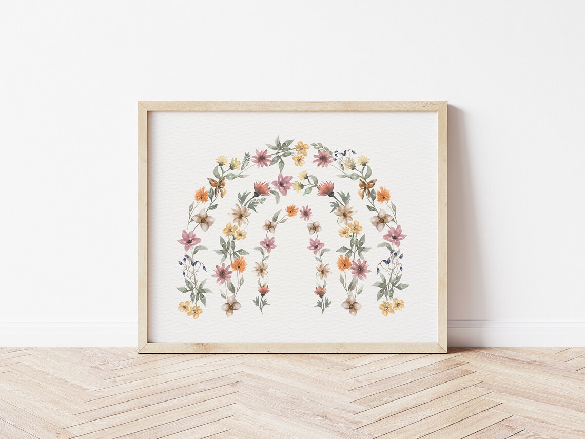 Wildflower Rainbow Boho Spring Art Print, Nursery Decor - Image 5