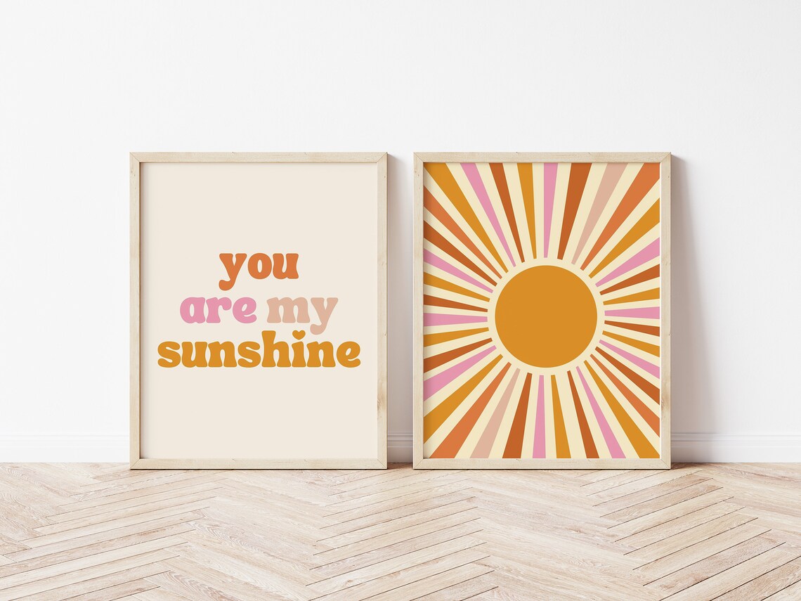 You Are My Sunshine Groovy Retro Typography Kids Nursery Quote Print - Image 4