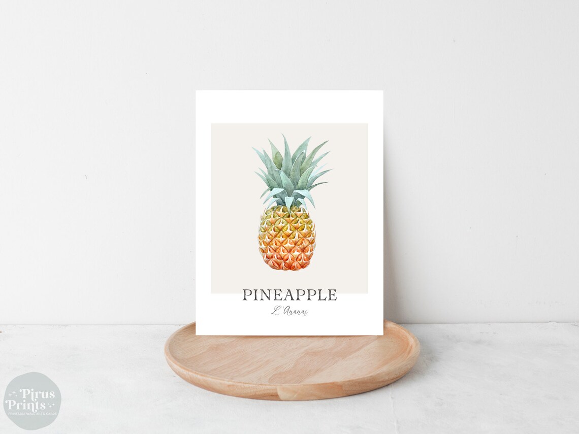 Pineapple Print, Watercolor Tropical Fruit Art - Image 2